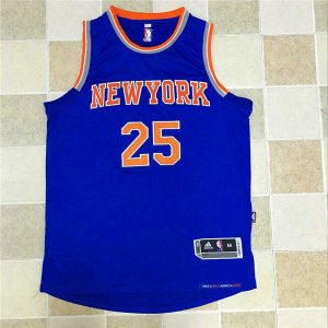 Maillot De Basket New York Knicks Derrick Rose 25 Brode AU Fabric Bleu